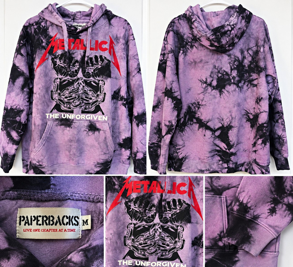 Paperbacks Men's Metallica The Unforgiven Tie-Dye Fleece Pullover Hoodie M